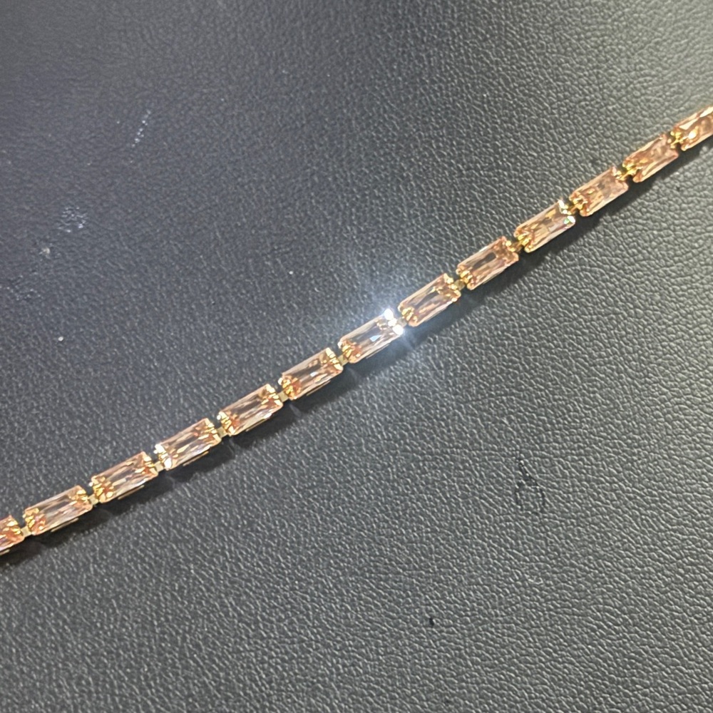 Oshena light Pink Crystal 18k gold plated Tennis Bracelet tarnish & water proof - Picture 5 of 7